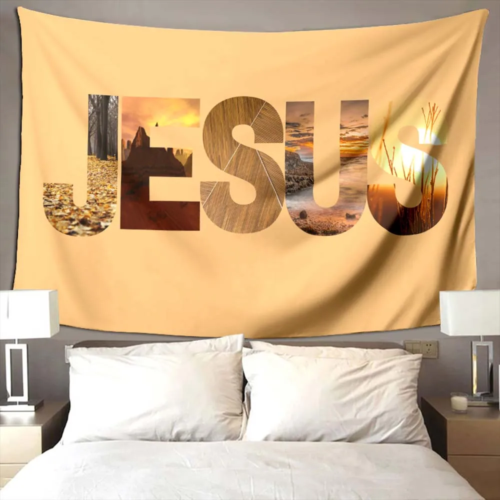 Jesus Tapestry Christianity for Bedroom Wall Apartment Wall Hanging Blessed Christian Gifts for Living Room Decoration Women Men