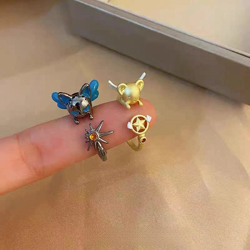 Cardcaptor Sakura Cartoon Ring Kero/Spinel Sun Peripheral Ring Adjustable Anime Couple Ring Decoration Friend Holiday Gift