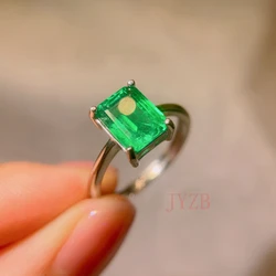 925 silver natural emerald ring niche design high fashion personality Instagram cool sterling silver ring