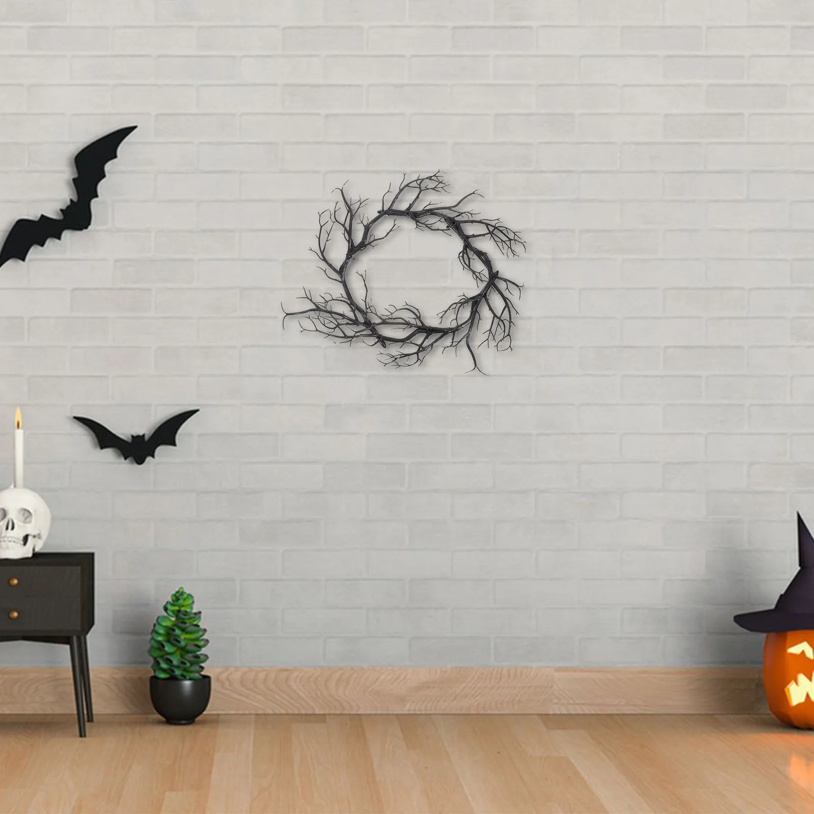 

Fake Twig Halloween Wreath Decorative Door Hanging For Home Party Outdoor Wall Decoration Festival Garlands Haunted House Supply