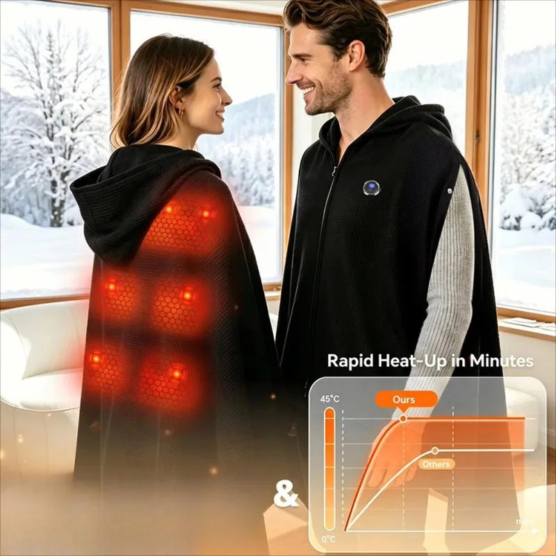 3 Heating Levels USB Electric Heated Blanket Wearable Heating Shawl Winter Body Warmer Mat Indoor Thermal Pad Sheet