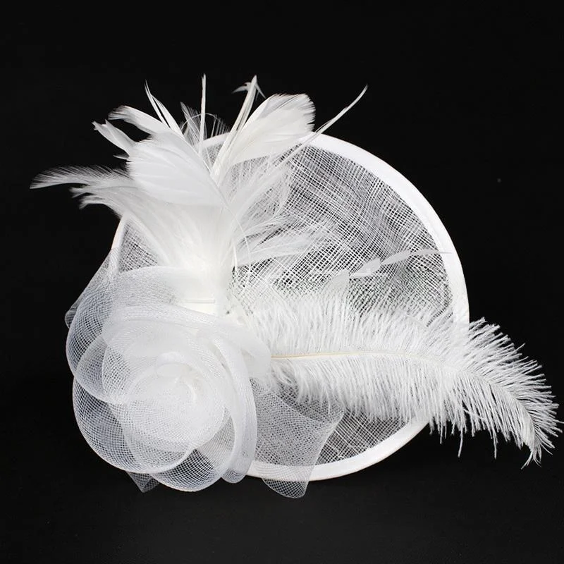 

Feathered Tulle Bridal Hat Par Dance Hair Accories Wedding Headwear Hairpins Hairba Ele Faionable Hair Accories
