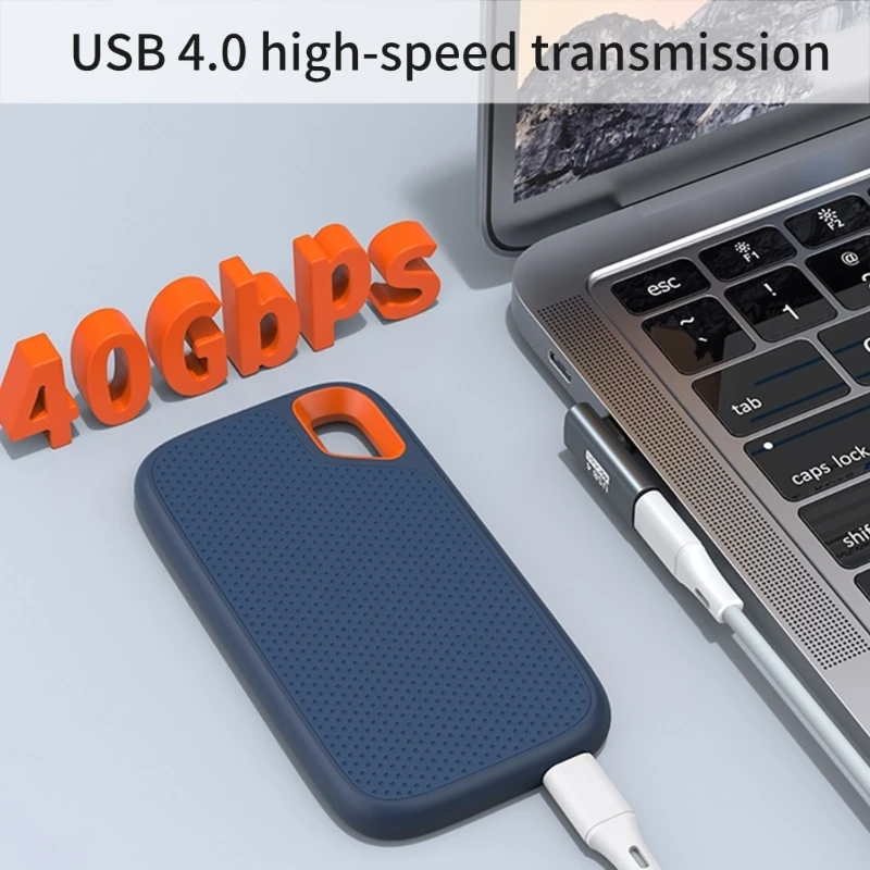 90 Degree Type C Female to USB C Male Adapter Converter Extender 40Gbps Data 