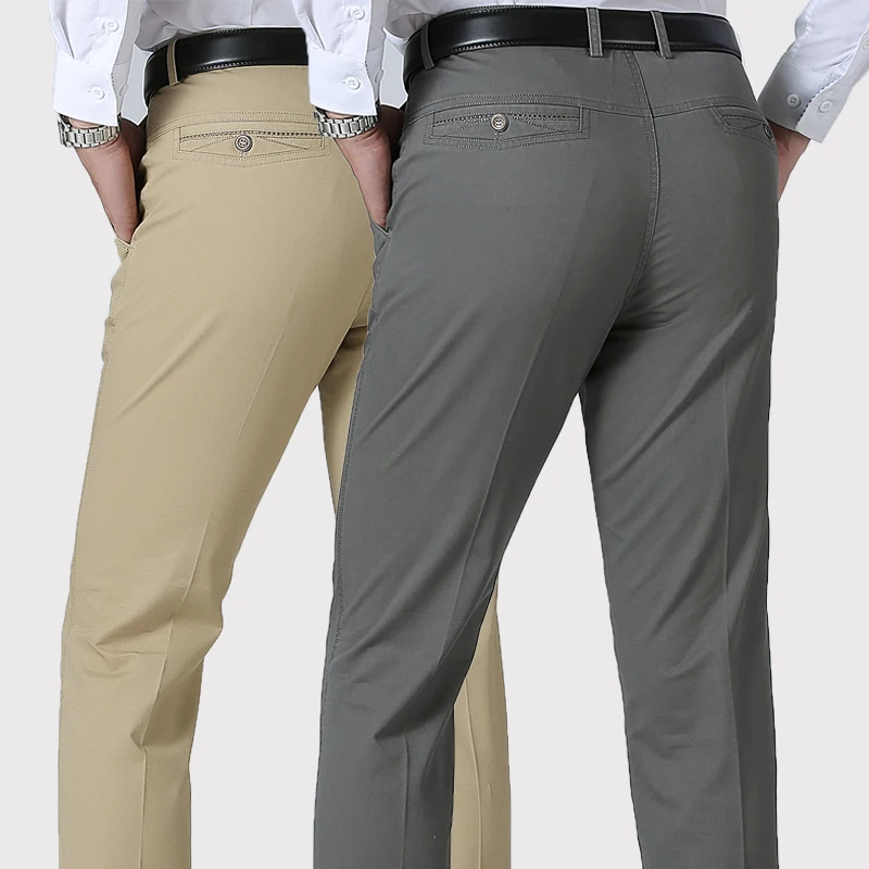 

Men's Busin Casual Cotton Trousers High Waist Loose Fit Autumn Long Pants Faionable Urban Sle Iron-Free Procing