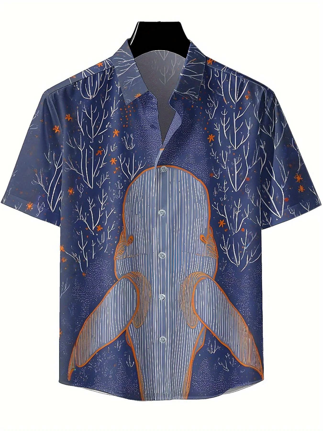 Men's Plus Size Hawaiian Shirts Deep Sea Whale Spirit Pattern, Unisex Aloha Shirts,New in Summer Tops Tee,streetwear