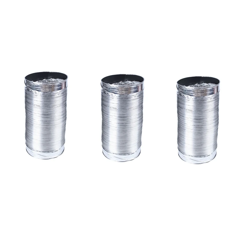 3Pcs 3 Meter Length 100Mm/4 Inch Fresh Air System Flexible Aluminum Exhaust Duct Pipe Air Ventilation Pipe Hose