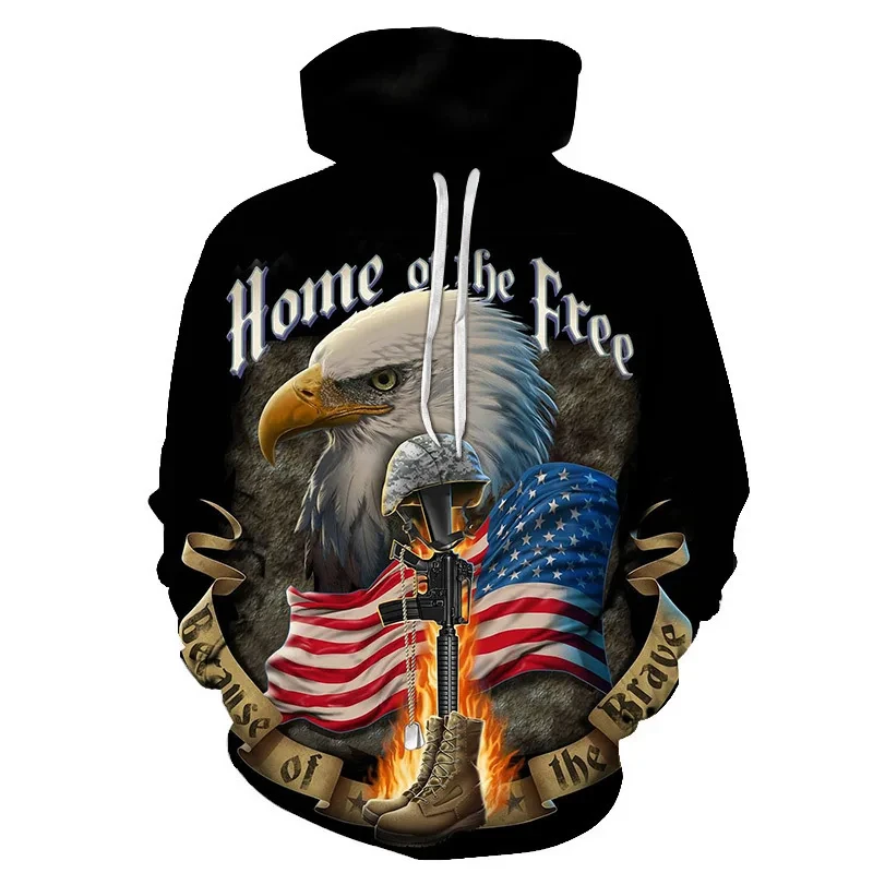 

Newest USA Flag Hoodies Harajuku Fashion Hooded Sweatshirt 3D Print Eagle Hoodie Daily Casual Oversized Loose Hoody Men Clothing