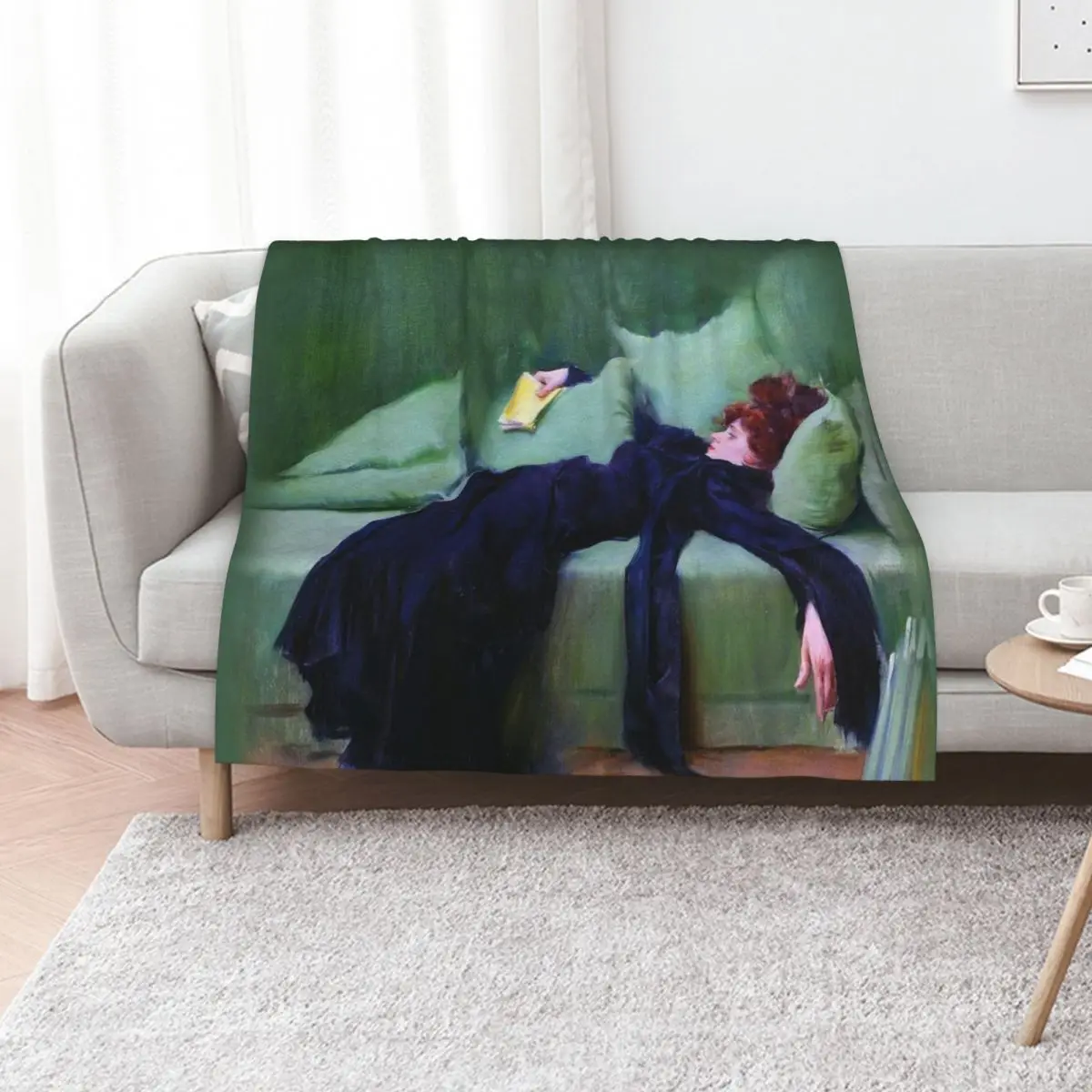 Ramon Casas i Carbó - Decadent young woman After the dance Throw Blanket Travel Sofa Throw Luxury St Sofas Flannel Blankets