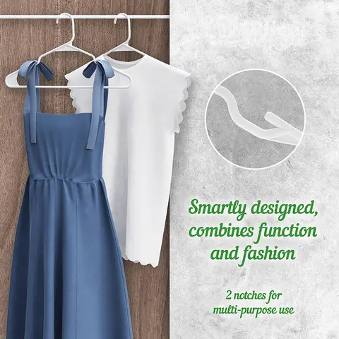 Dry and Wet Plastic Clothes Hangers - Seamless Clothes Drying Rack with A Notch for Anti-slip Plastic Clothes Hanger