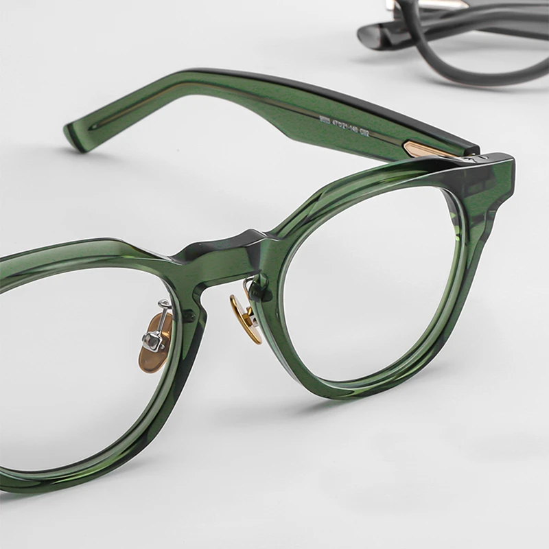 Top Quality Retro Round Glasses Frame Men Vintage Acetate Thick Frames Eyeglasses for Women Handmade Trendy Spring Hinge Eyewear