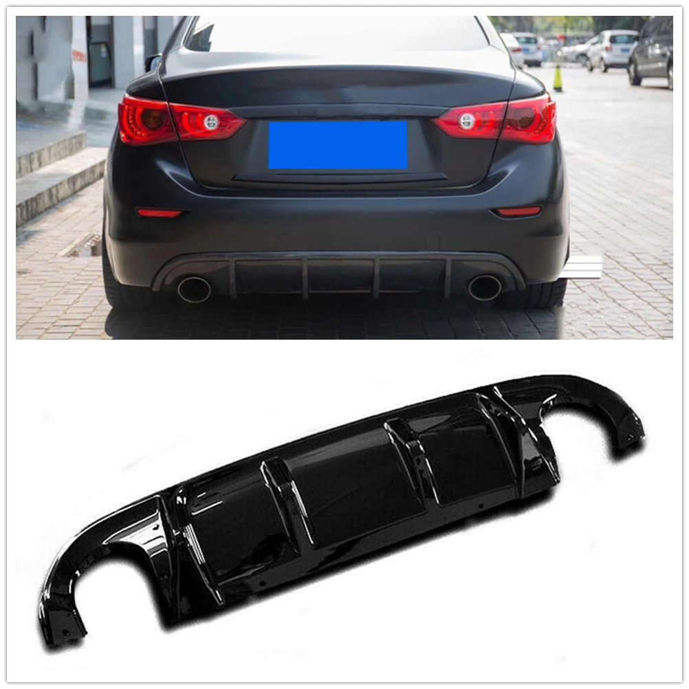 

For Infiniti Q50 2014-2017 Rear Bumper Diffuser Lip Matte/Gloss Black/Carbon Fiber Look Boot Spoiler Plate Splitter Protector