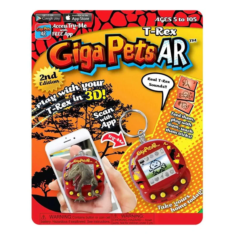 오리지널 반다이 타마고치 기가 애완 동물 기술 T-렉스 사운드 전자 게임기, 영어 레트로 향수 인터랙티브 어린이 장난감 선물