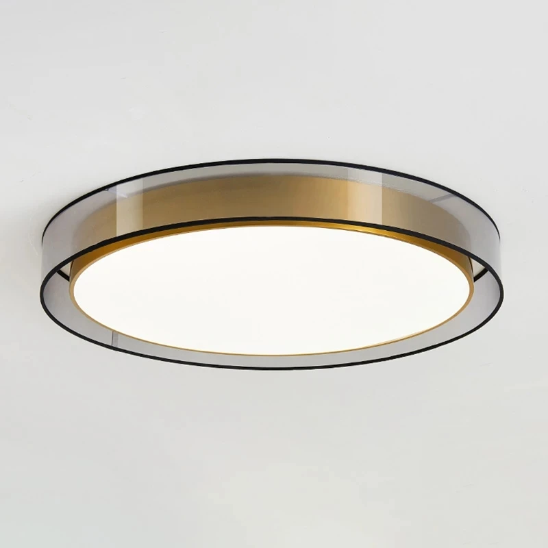 

LED Ceiling Light All Copper Modern Living Room Light Nordic Simple Room Round Bedroom Decorative Light Ceiling Light