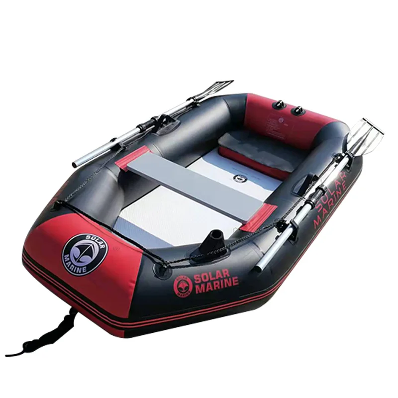 Solarmarine 2M 2 Persoons Opblaasbare Boot 0.7mm PVC Vissen Kajak Kano met Gratis Accessoires voor Vissen Surfen Driften