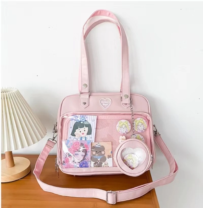 Women Japanese Style Trend Kawaii Candy Color Large Capacity Ita Bag Fashion Student Preppy Shoulder Bag Messenger Crossbody Bag