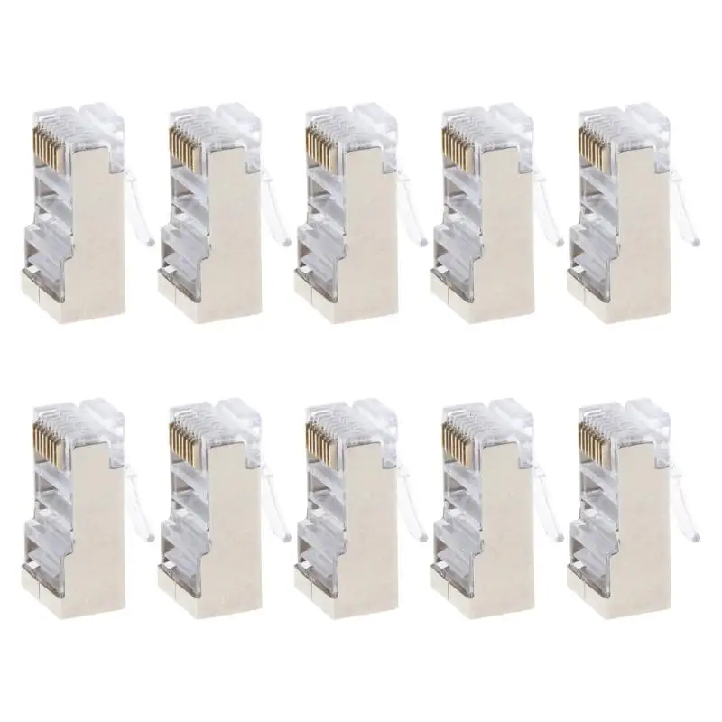 10 pièces Cat6 8 broches RJ45 8P8C blindé toronné à sertir modulaire connecteur prise R2LB