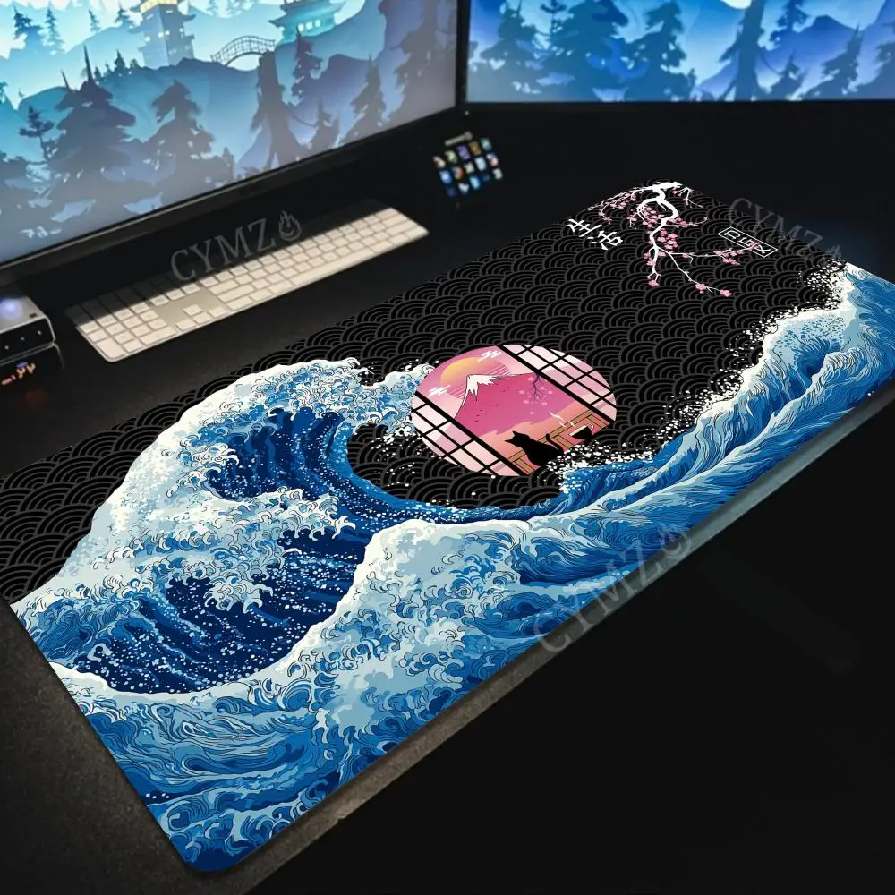 

Ukiyo-e wave cherry blossom Mouse Pad Desk Mat pc accessories rubber anti-slip keypad gaming mats suitable for office and games