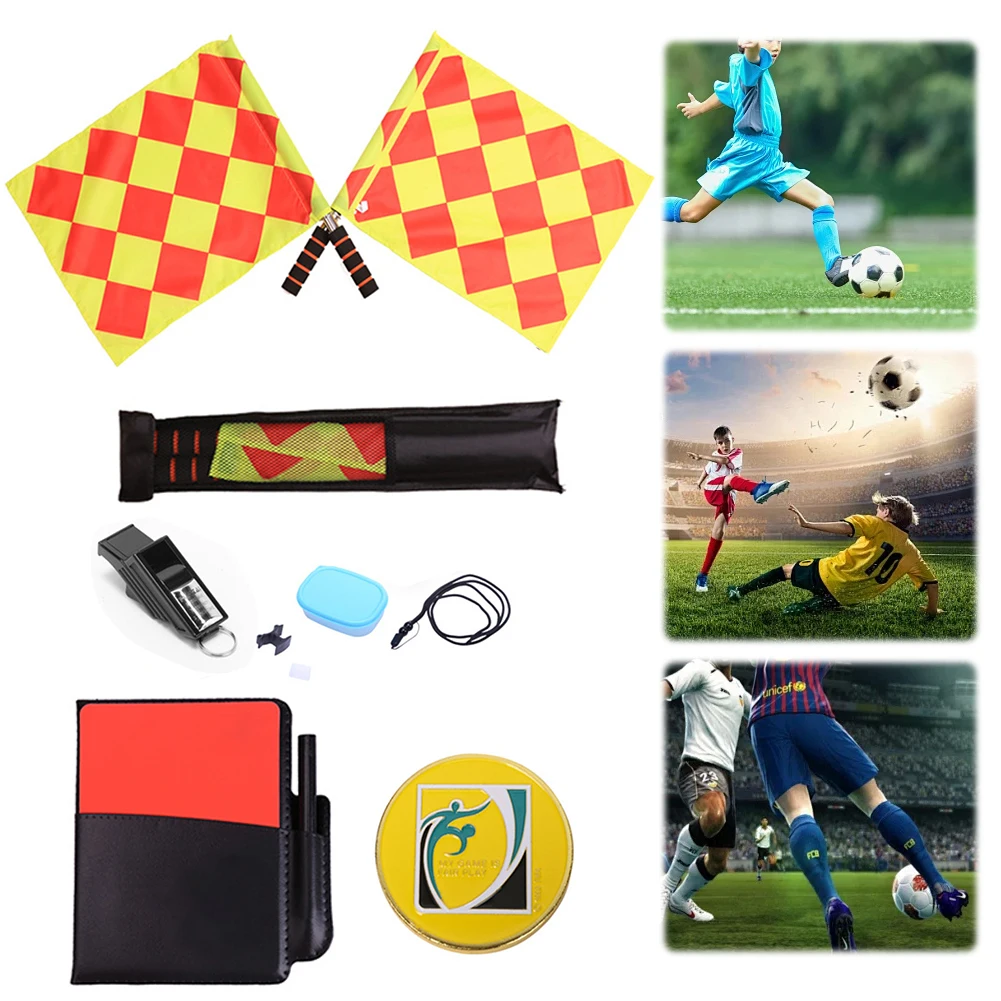 Soccer Referee Kit Soccer Referee Flag Soccer Referee Cards Referee Whistle Set Sport Training Useful Referee Tool