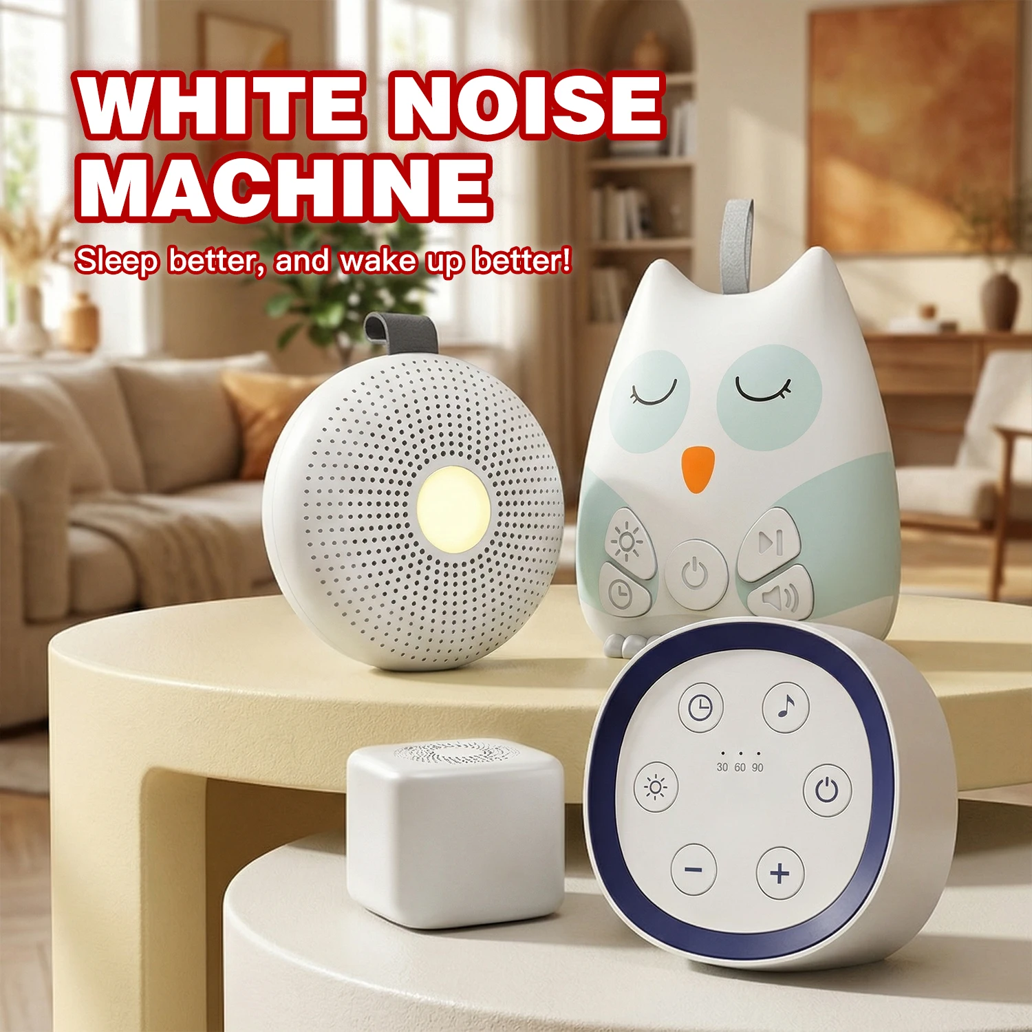 

Portable Baby White Noise Machine with Night Light Soothing Sounds Timer Rechargeable Sleep Helper for Kids Adults Easter Gifts