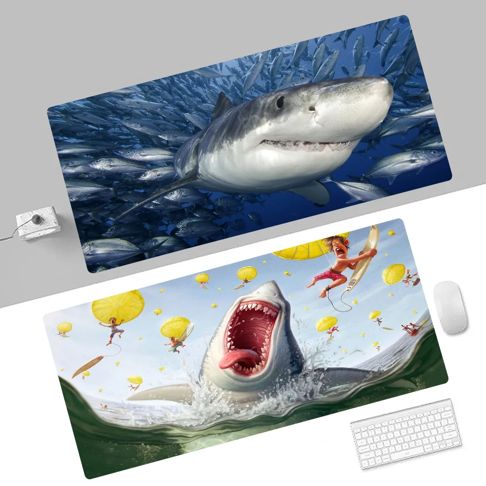 Ocean Shark Cool Large Gaming Mouse Pad XL Locking Edge  Size for Game Keyboard Pad for Gamer