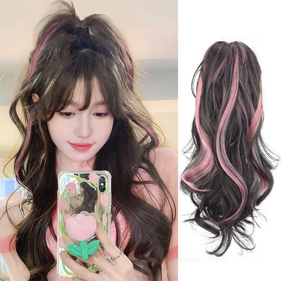 

Highlight Fountain Curly Ponytail Hairpiece With Claw Clip Y2K Sweet Cool Curly Synthetic Ponytail Heat Resistant Hair Accessory
