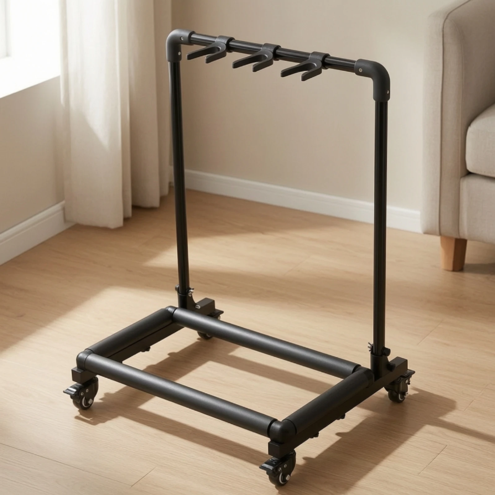 Rolling Guitar Stand Stable Guitar Stand with Casters Heavy-Duty Safeguarding for Guitarists, Music Studio, Living Room