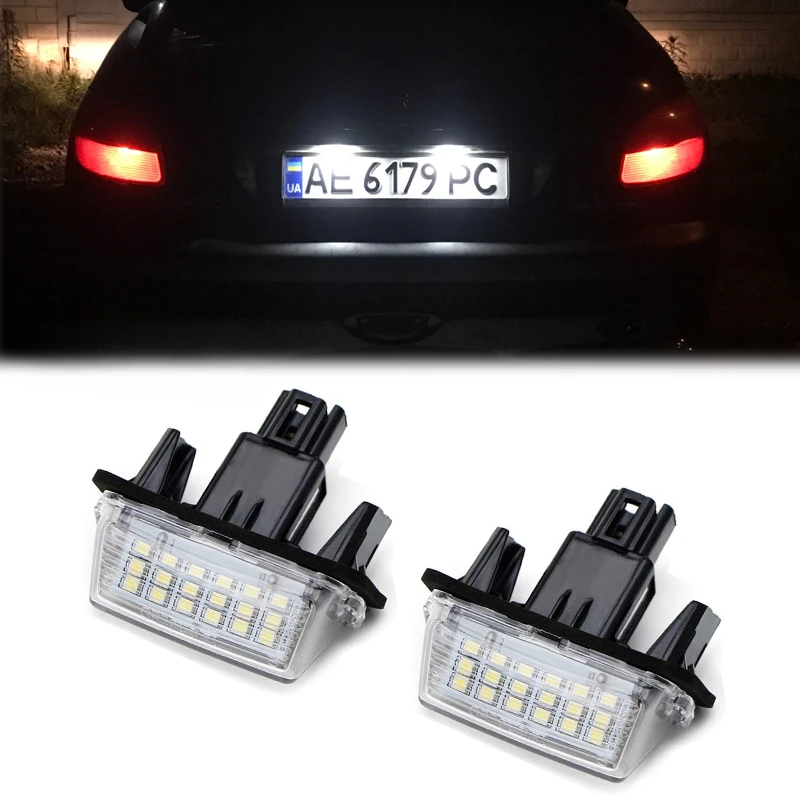 2pcs Canbus LED License Number Plate Lights Bulbs For Peugeot 206 207 307 308 406 407 Citroën C3 C4 C5 BERLINGO SAXO XSARA T10