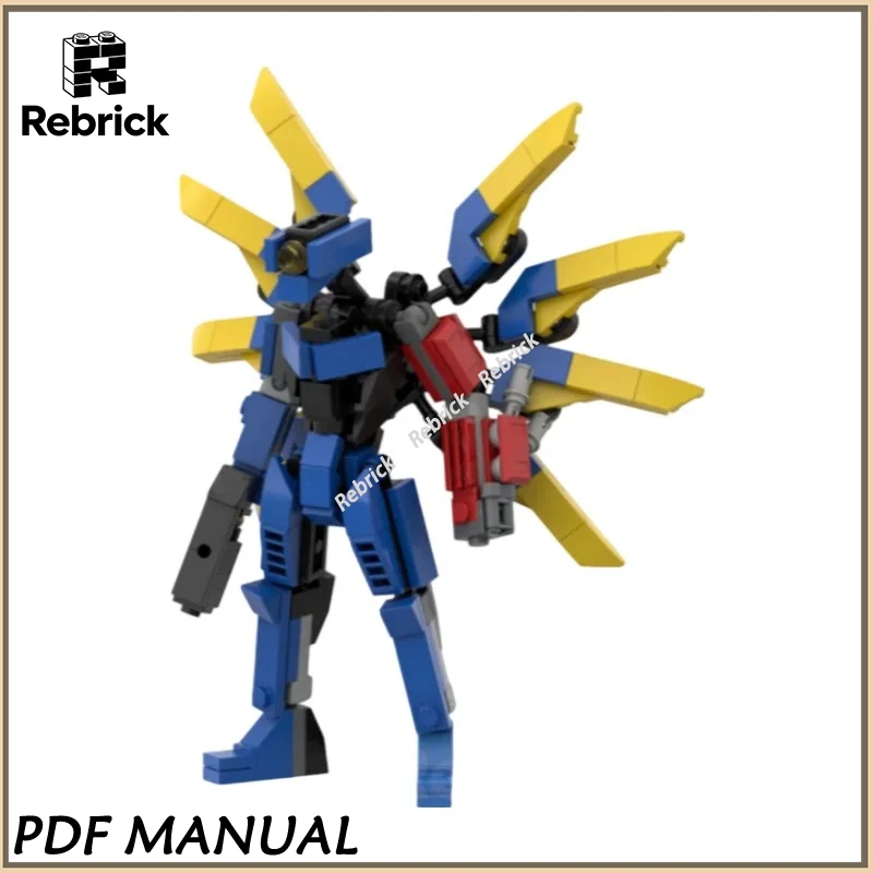 

Ultrakill V1 Style Mecha MOC Bricks Blue Cyber Warrior Figure Model Building Blocks Kit
