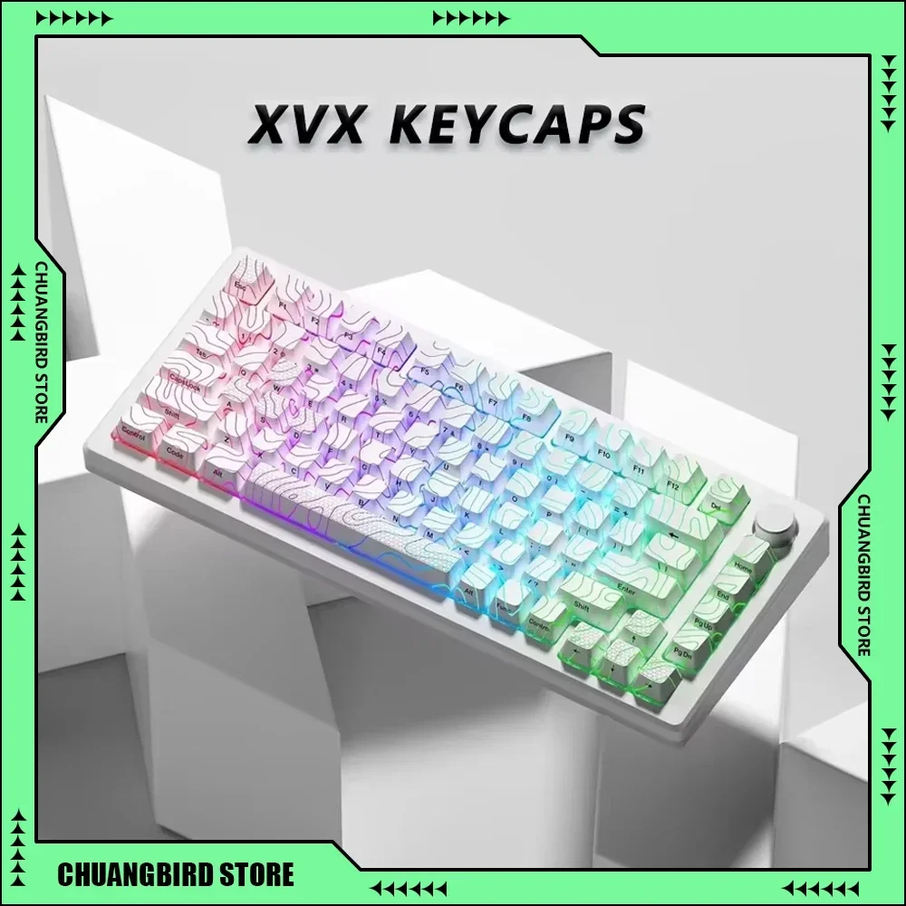 

XVX новая версия Topographic IMD-Tech колпачки для клавиш с блестящим OEM-профилем, колпачки для клавиш 61/84/118 ПК, крутые подарки для игр