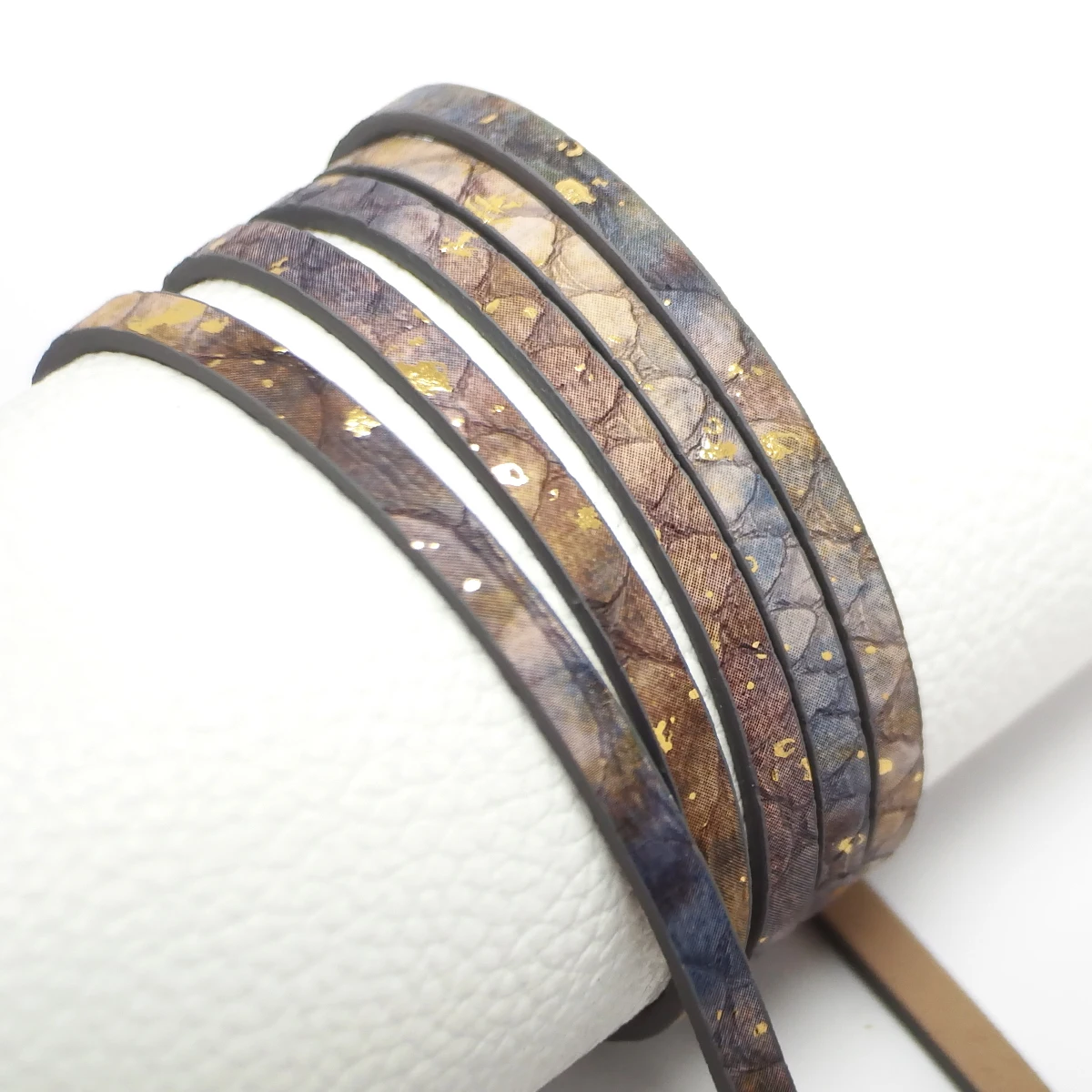 

1.15meter Purple Brown Soft Leather Cord,5mm Vintage Leather Strip,Golden Shiny Craft Cord,Bracelet Making，Jewelry Necklace Cord