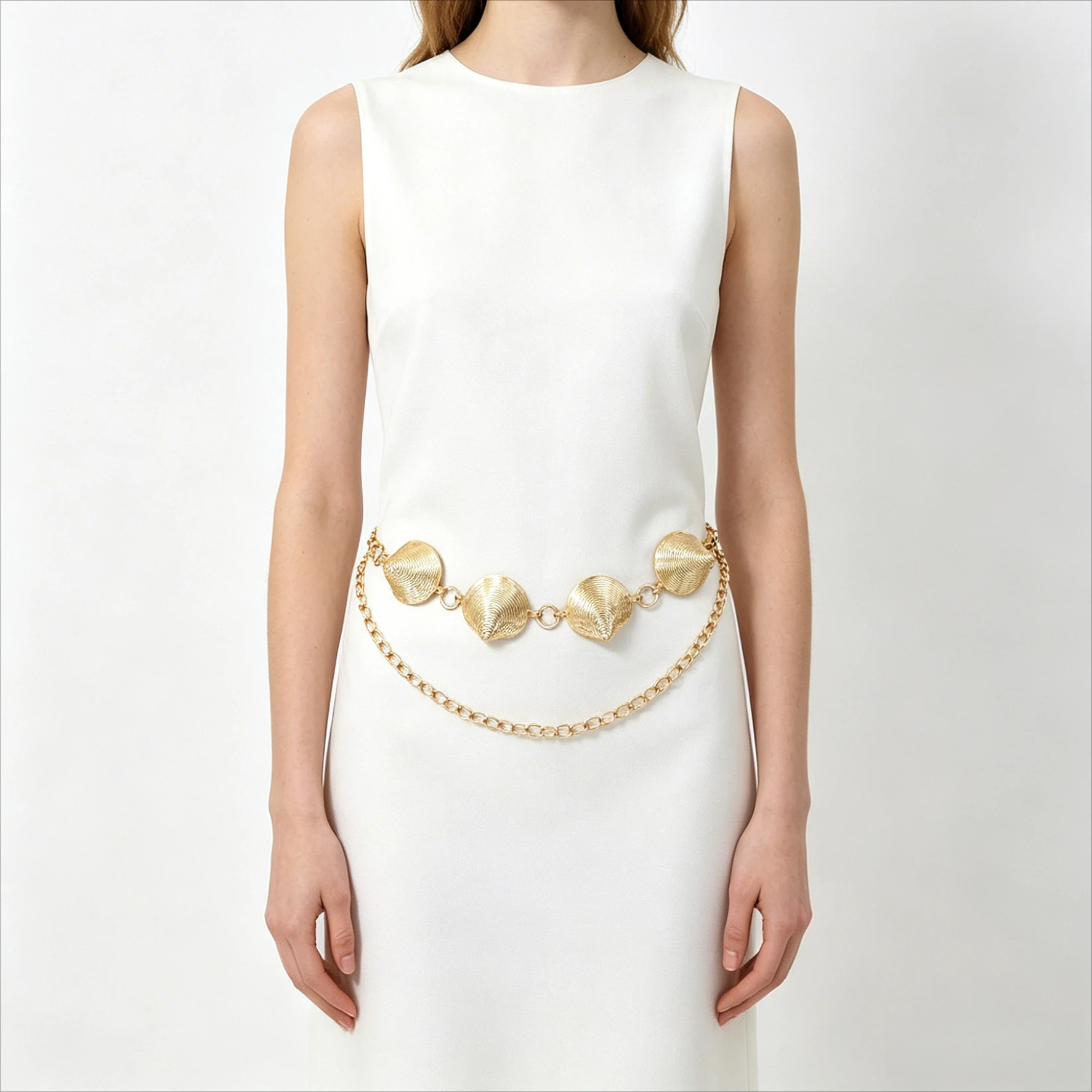 1 simple French metal shell shape waist chain women's clothes decorative chain versatile dress high-end casual
