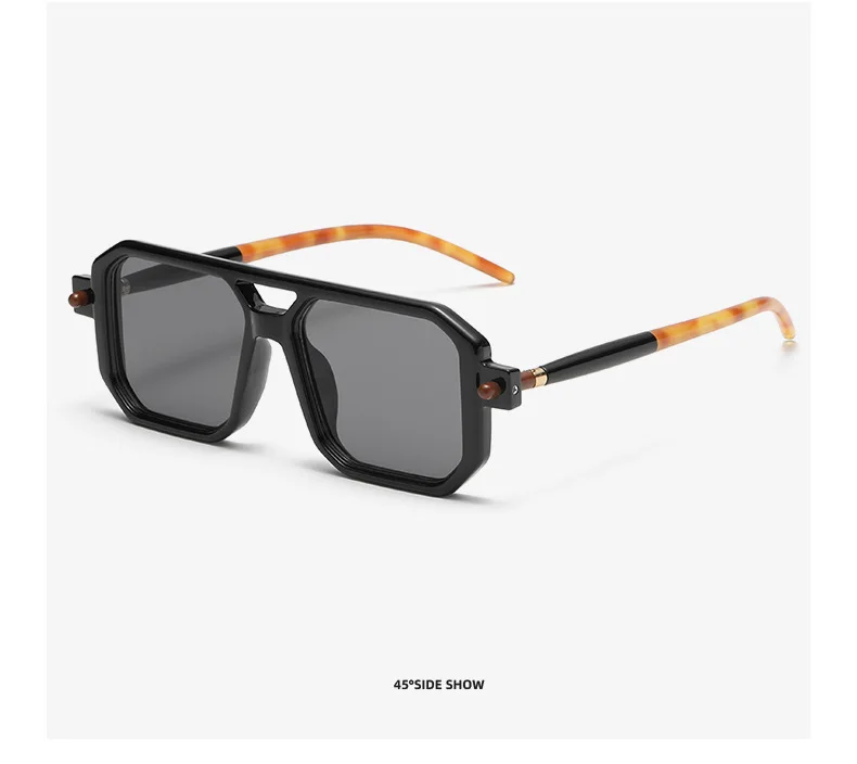 Neue modische quadratische Sonnenbrille für Damen und Herren, Vintage-Markendesigner, Punk-Sonnenbrille, klare Gläser, Spiegelbrille – Detail 31