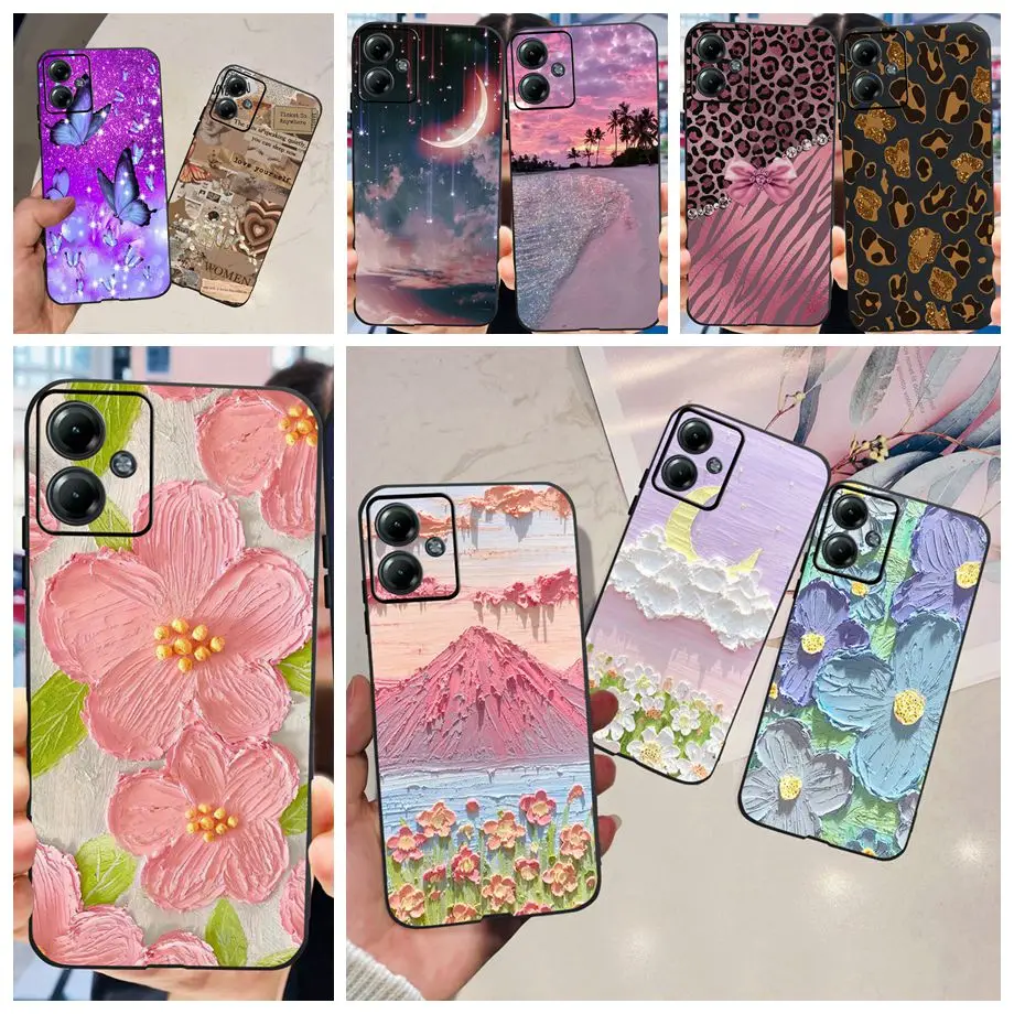 For Moto G14 2023 Phone Case Back Cover Ultra Slim Soft TPU Matte Fundas On Motorola Moto G14 G 14 MotoG14 Women Fashion Capas