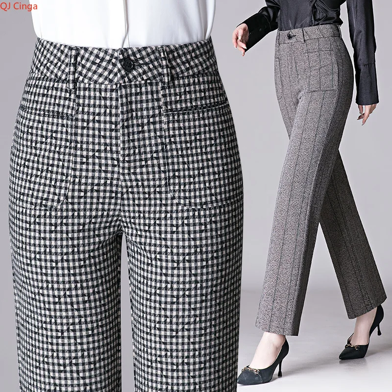 2026 New Collection Women's Mid-Stretch Trousers Commuter-Style Casual Pants for Girls Asian Sizes M-7XL