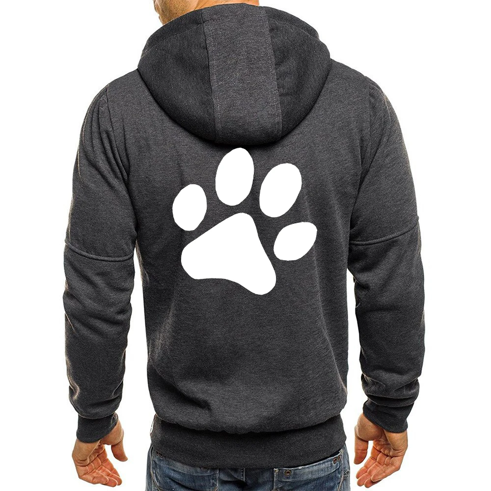 Kawaii Cartoon Dog Paw Print Sweatshirt Men Autumn Fashion Zip Up Hoodies Casual Hip Hop Sportswears Zipper Hoody Winter Coat