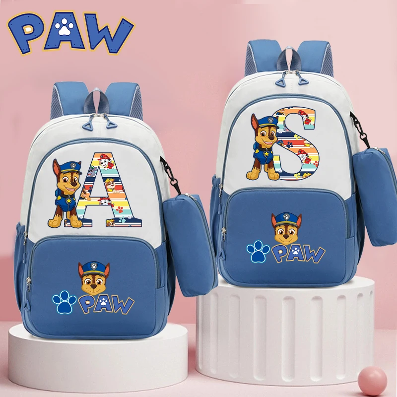 

Paw Patrol Large Capacity Backpack with Pencil Bag Students Letter Printed Schoolbag Boys Girls Book Stationery Storage Bags