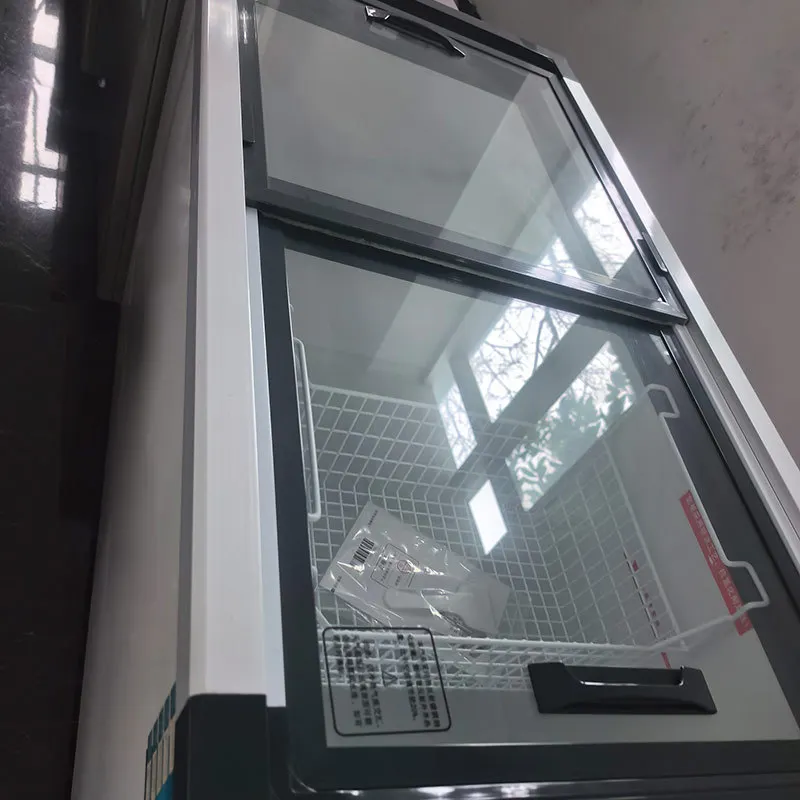 DC12V/24V solar freezer flat glass door horizontal freezer commercial freezer refrigerated refrigerator skd/ckd
