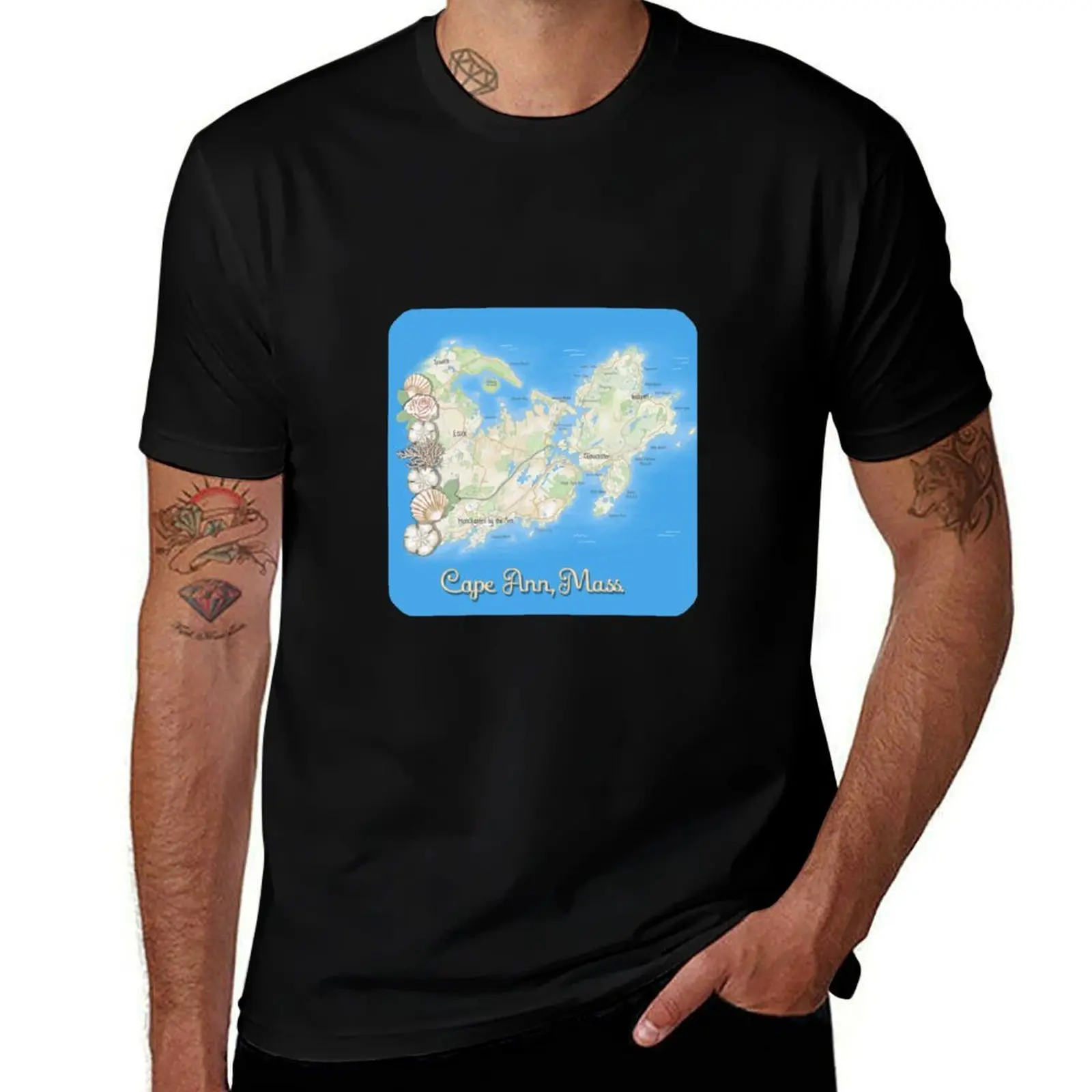 

Cape Ann Massachusetts map T-Shirt funny gifts quick-drying Anime t-shirt compression shirt men