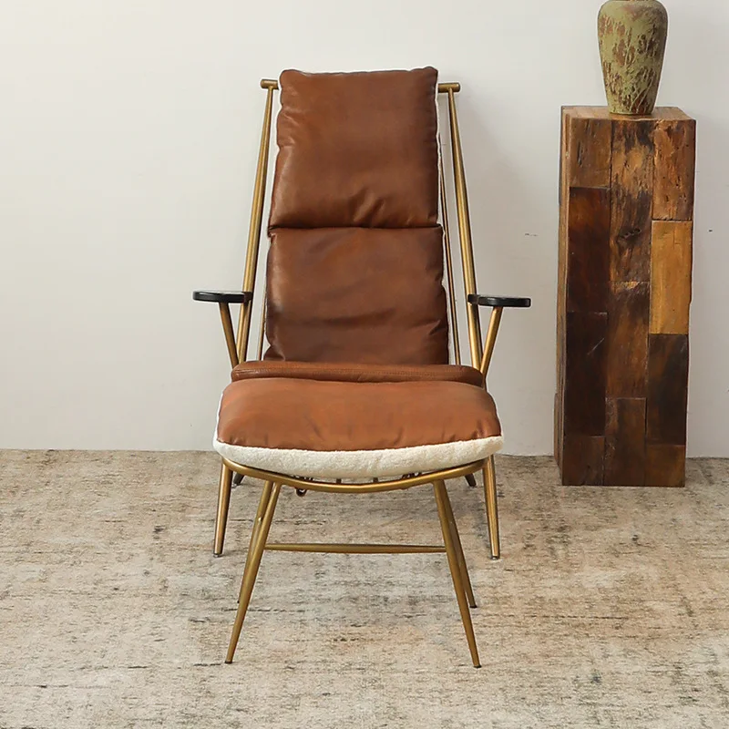 Wabi retro wrought iron reclining chair wabi sandy wind medieval study modern leisure sofa chair
