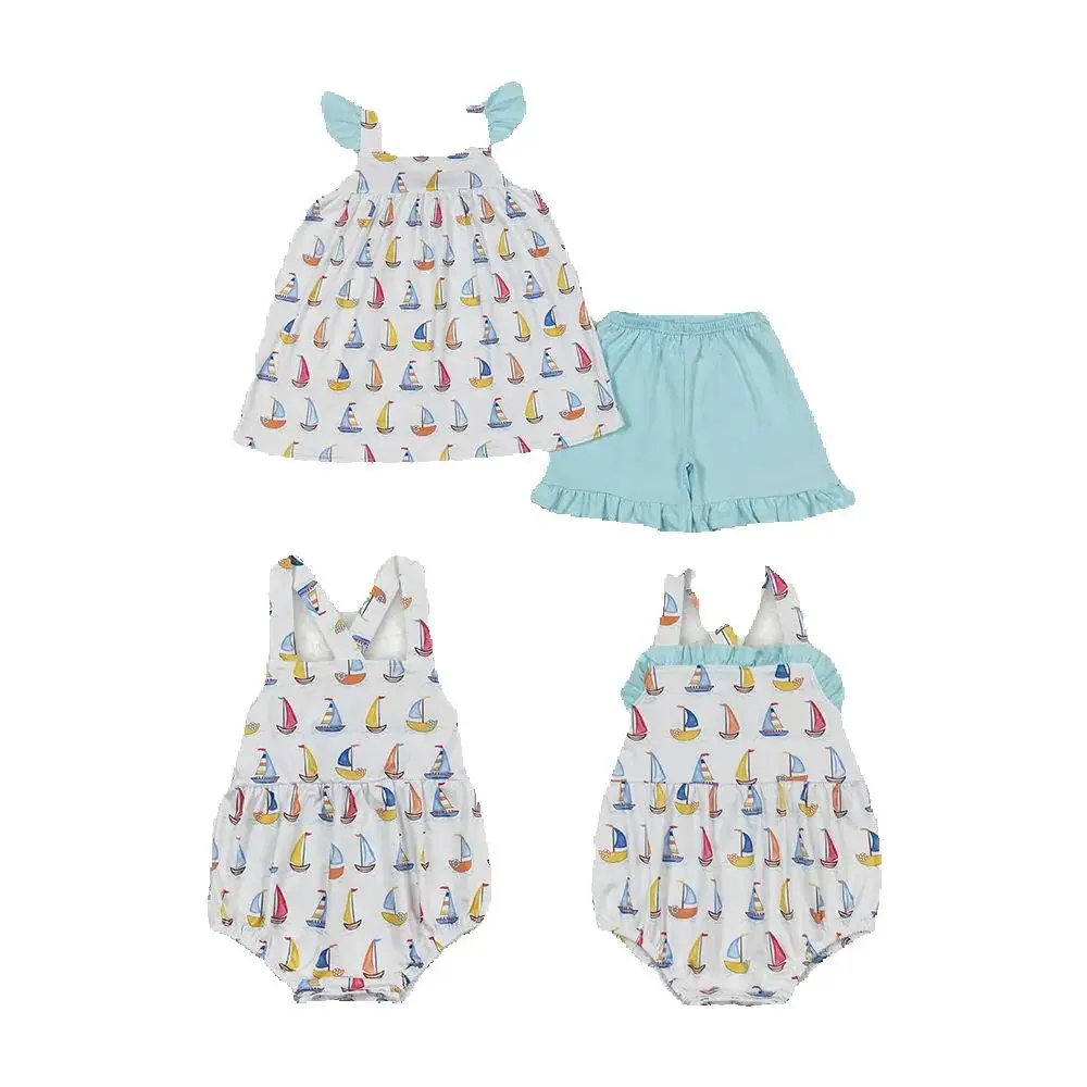 

Baby Girls Sailboat Sibling Brother Rompers Clothes Sets
