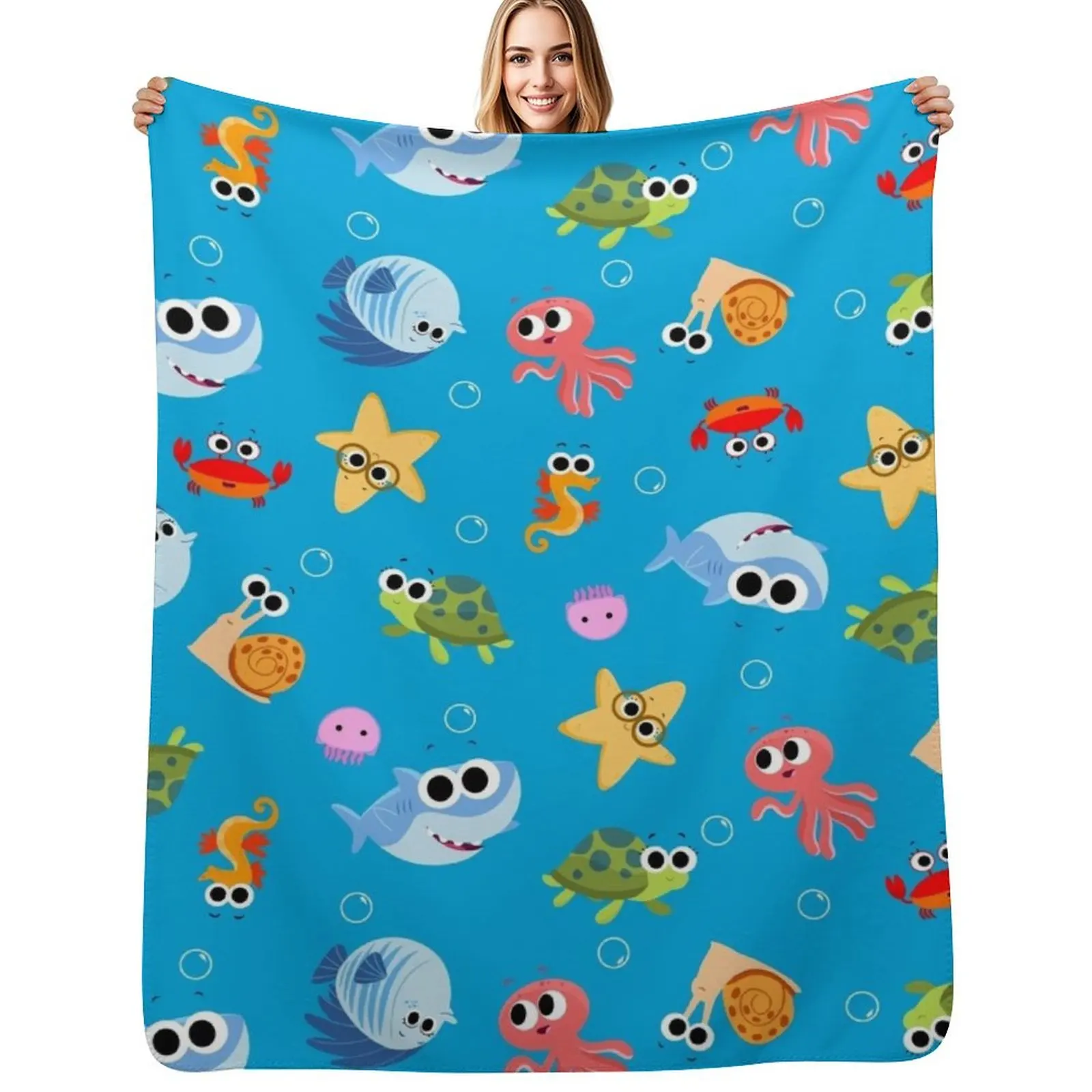 

Finny The Shark Pattern 01 Throw Blanket Stylish Couch Blanket for Home Living Room