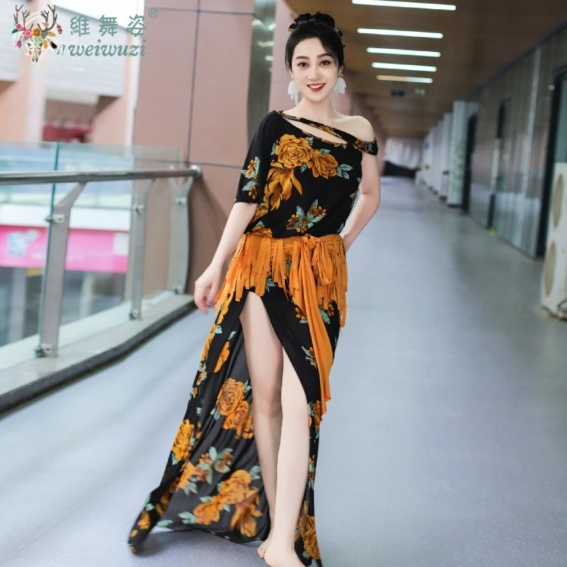 ベリーダンス服女性のソフトで快適な水糸プリントドレスオリエンタルダンス Saidi Shabbi Baladi パフォーマンス服