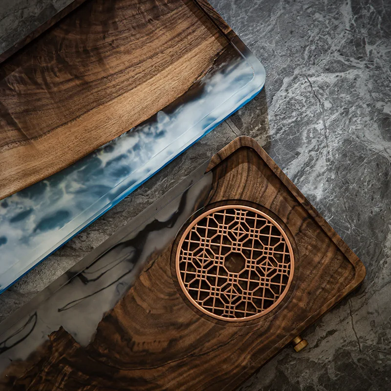 Walnut Resin Dry Brewing Table Small Tea Tray Holder Household Minimalist Wooden Tray