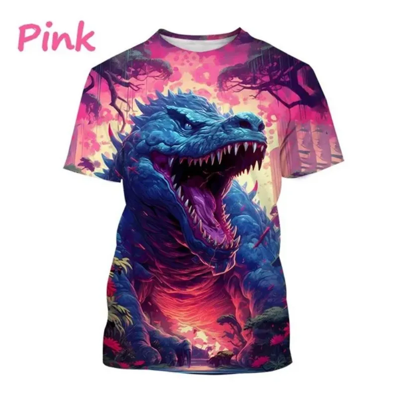 Tyrannosaurus Rex 3D Printed T-shirt Dinosaur Animal Men and Women Print Round Neck Short-sleeved Casual Cosplay Men\'s Clothing