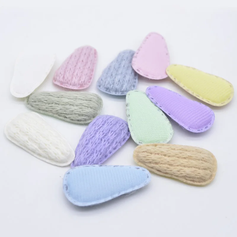 12Pcs 55*30mm Knitting Pattern Plush Drop Clip Applique for Clothes Sewing Patches DIY Baby Girl Hair BB Clips Accessories