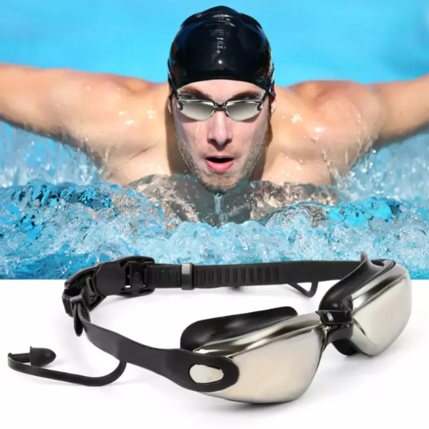 

2X Swimming Goggles Adjustable Anti-Fog UV Protected Clear Swim Glasses Adult