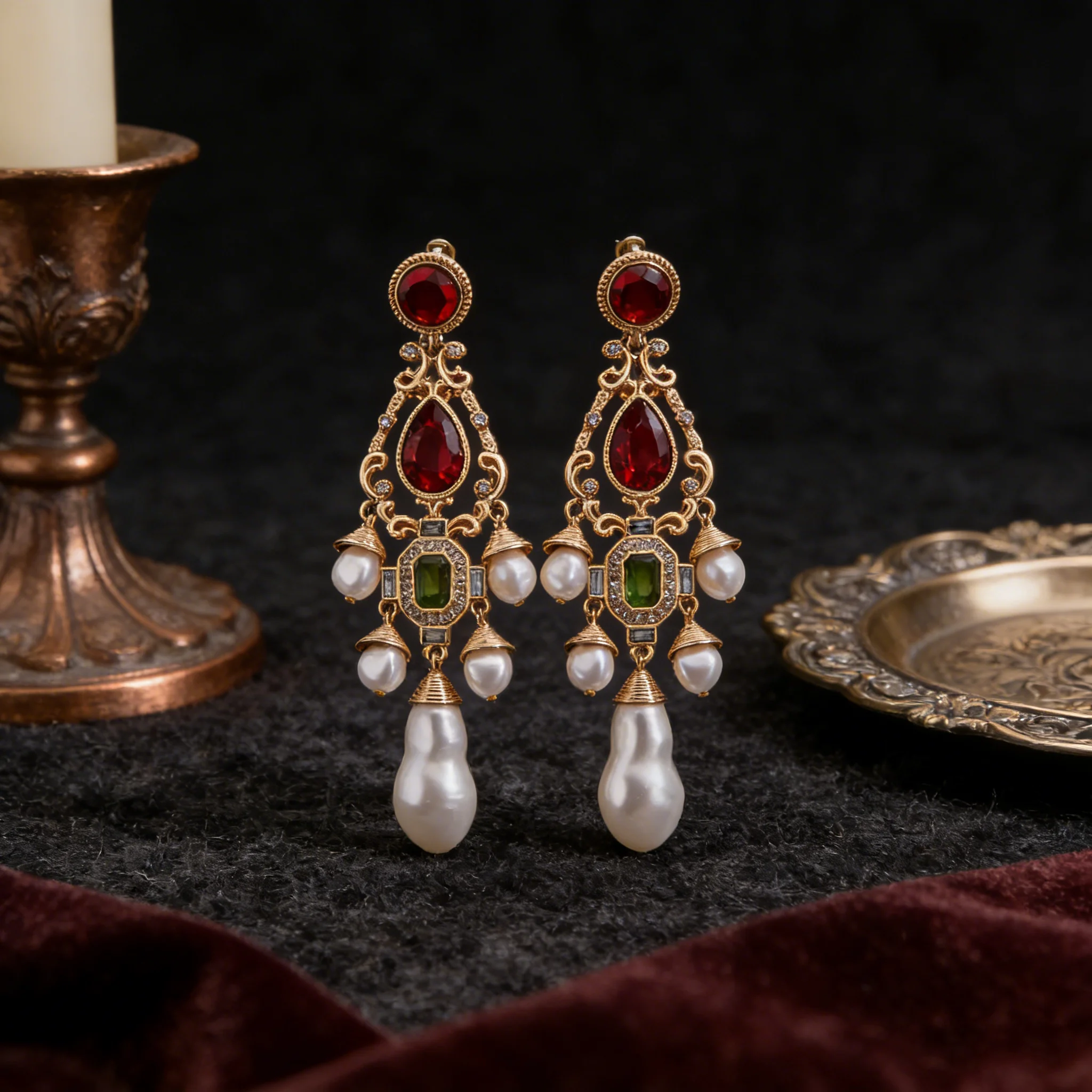 

Luxury White Pearls Wedding Earrings Chunky Geo Glass Statement Pendant Dangle Bridal Long Women Jewlery Wedding Accessories