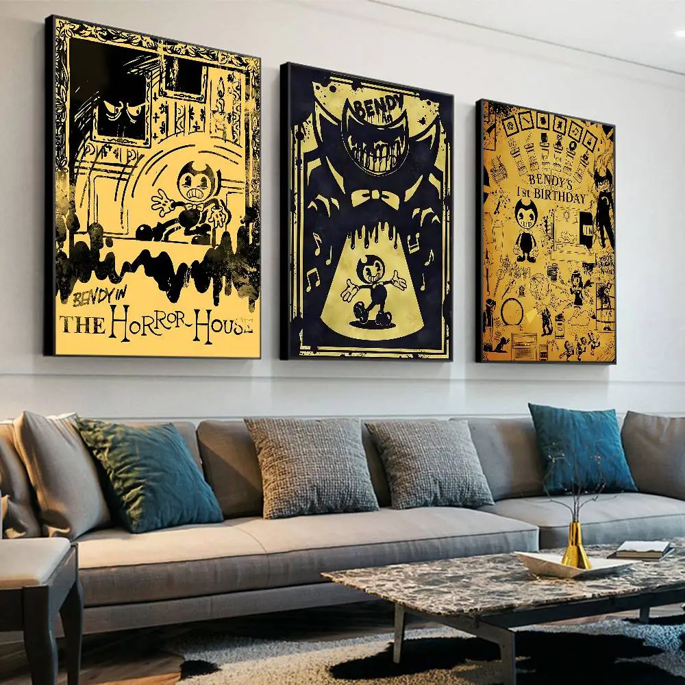 Anime Bendy and the Ink Machines Classic Vintage Posters HD Quality Wall Art Retro Posters for Home Room Wall Decor