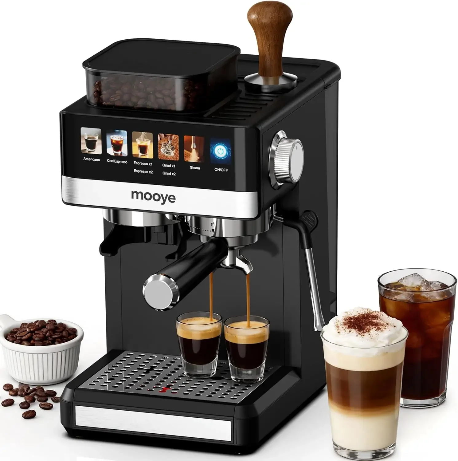 Espresso Machine with Grinder,20Bar Compact Espresso Maker with Steam Milk Frother,Coffee Maker for Home - Cappuccino Latte & Co