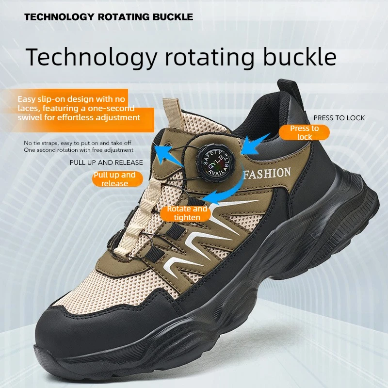 Sapatos de trabalho leves com biqueira de aço, botas de segurança industrial, sapatos de segurança anti-perfuração para construção, tênis de proteção para o trabalho._voghion.com